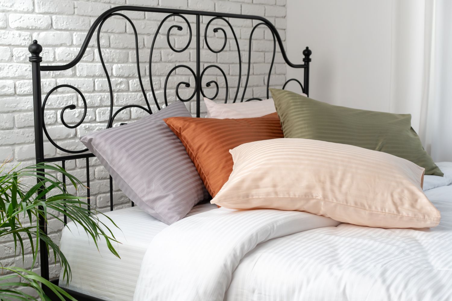 pillow cases on bed